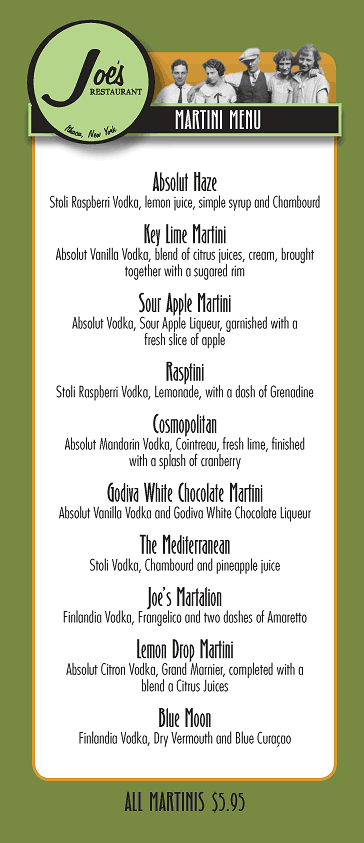 Martini Menu